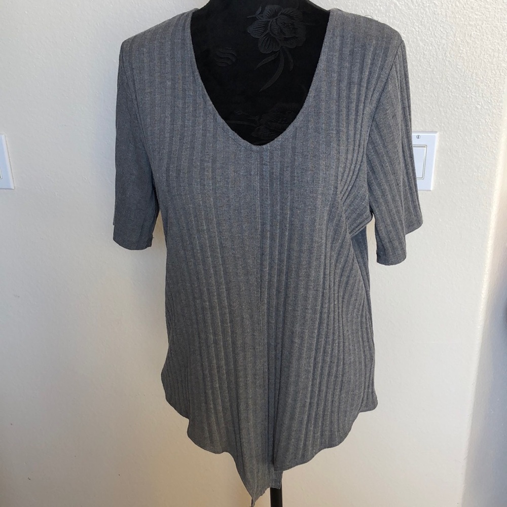 Roman’s Grey 1/4 Sleeve Ribbed Body Suit